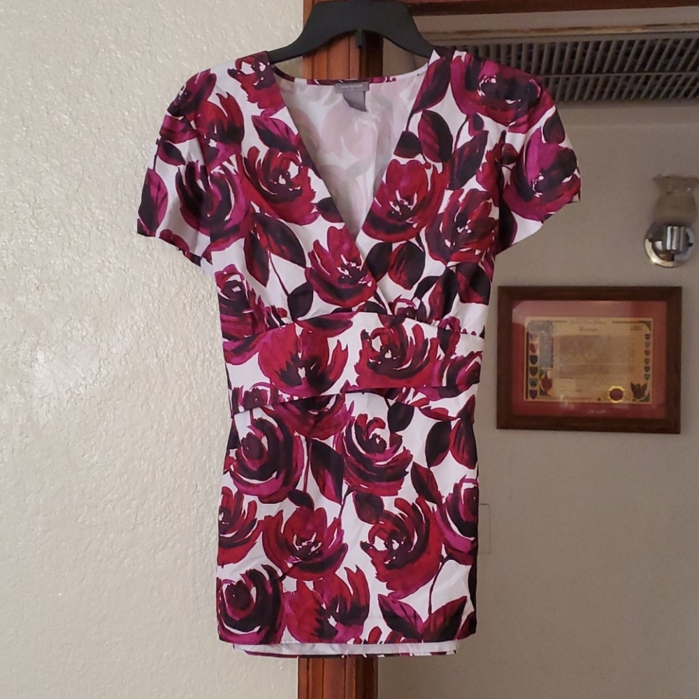 Anne Taylor Rose  V Neck Blouse